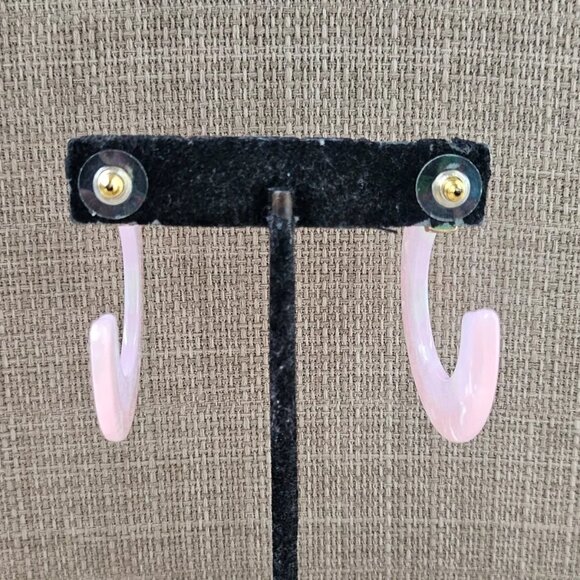 14th & Union Women Earrings Fashion Pink Plastic Hoop Crescent Gold Tone Jewelry - Picture 6 of 11